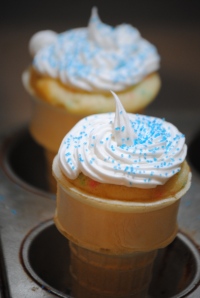 These ice cream cone cupcakes were super simple, just cake mix in a cone!