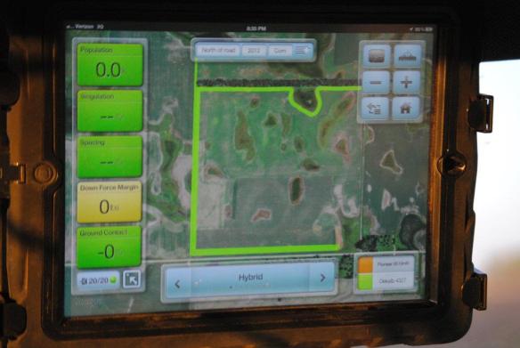 An iPad in the tractor cab, connected to the planter. Yes, technology can bring great improvements to efficiency!